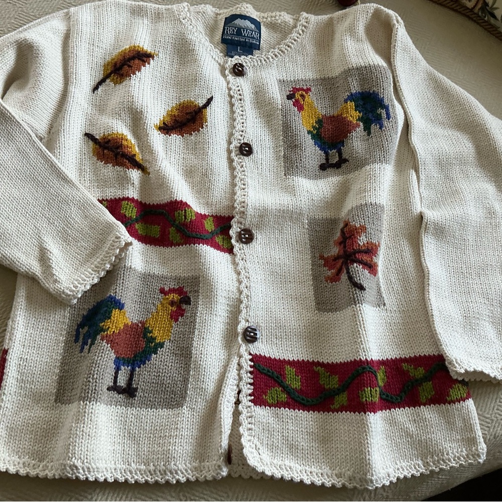 ReyWear Cream Rooster Cardigan